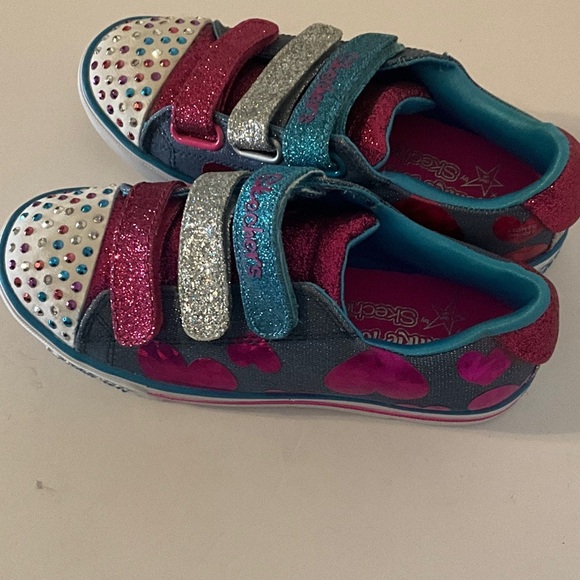 Skechers Kids' Sparkle Sneakers - Pink, Silver, Blue - Picture 2 of 5